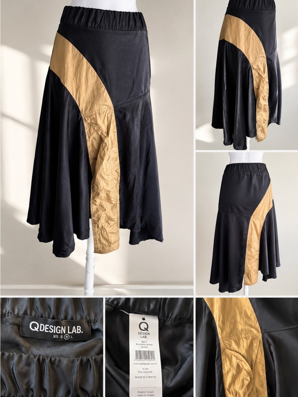Design Lab Lord & Taylor Black Skirt with Tan Accent